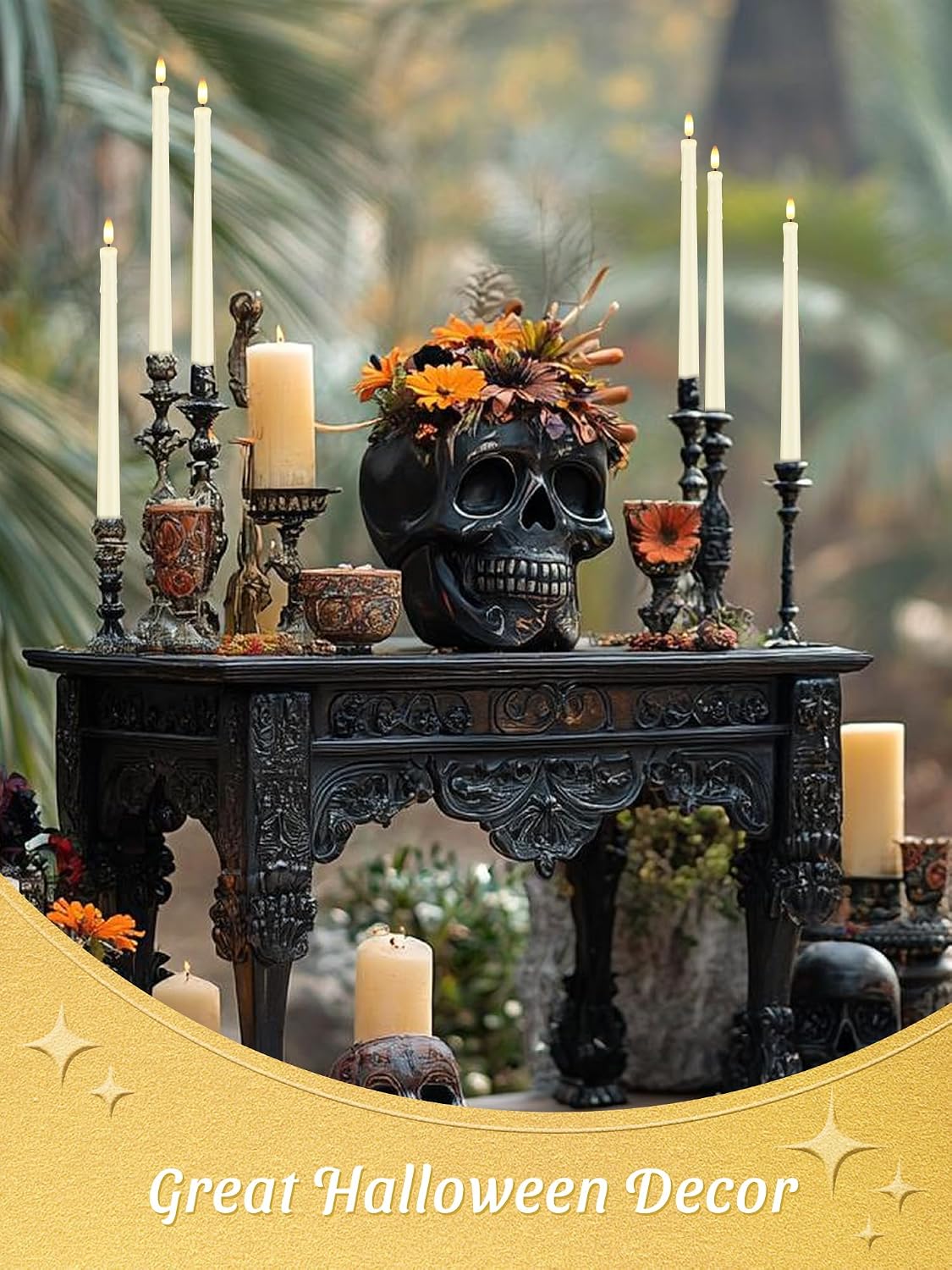 12 Pcs Flameless Taper Candles with Remote Timer, 11" Long Battery Operated Taper Candles, Flickering 3D Flame, Plastic Fake LED Candlesticks for Home Wedding Party Halloween, Ivory