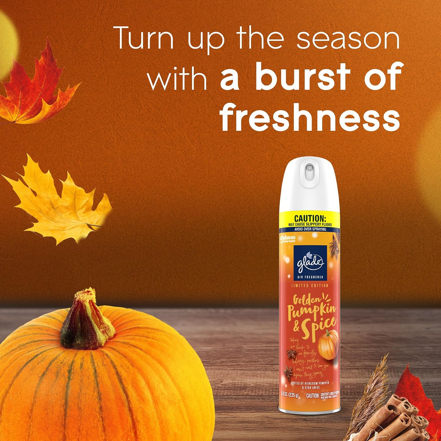 Glade Air Freshener Room Spray, Golden Pumpkin & Spice, 8.3 oz, 2 Count