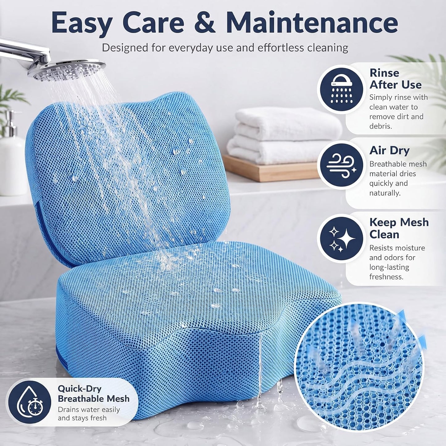 Yerliker 1 Pcs Foldable Hot Tub Booster Seat for Adults, Adjustable 2 Heights up to 6.3", Weighted Booster Seat 3D Air Mesh Hot Tub Accessories Quick Dry Micro Dot Non Slip for Spa Bathtub Pool