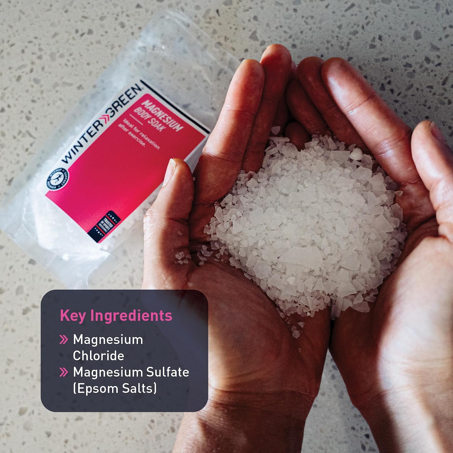 Wintergreen Magnesium Bath Soak, 10 x 100g Sachets – Epsom Salt and Magnesium Flakes for Muscle Recovery, Relaxing Body Soak, Premium Bath Products