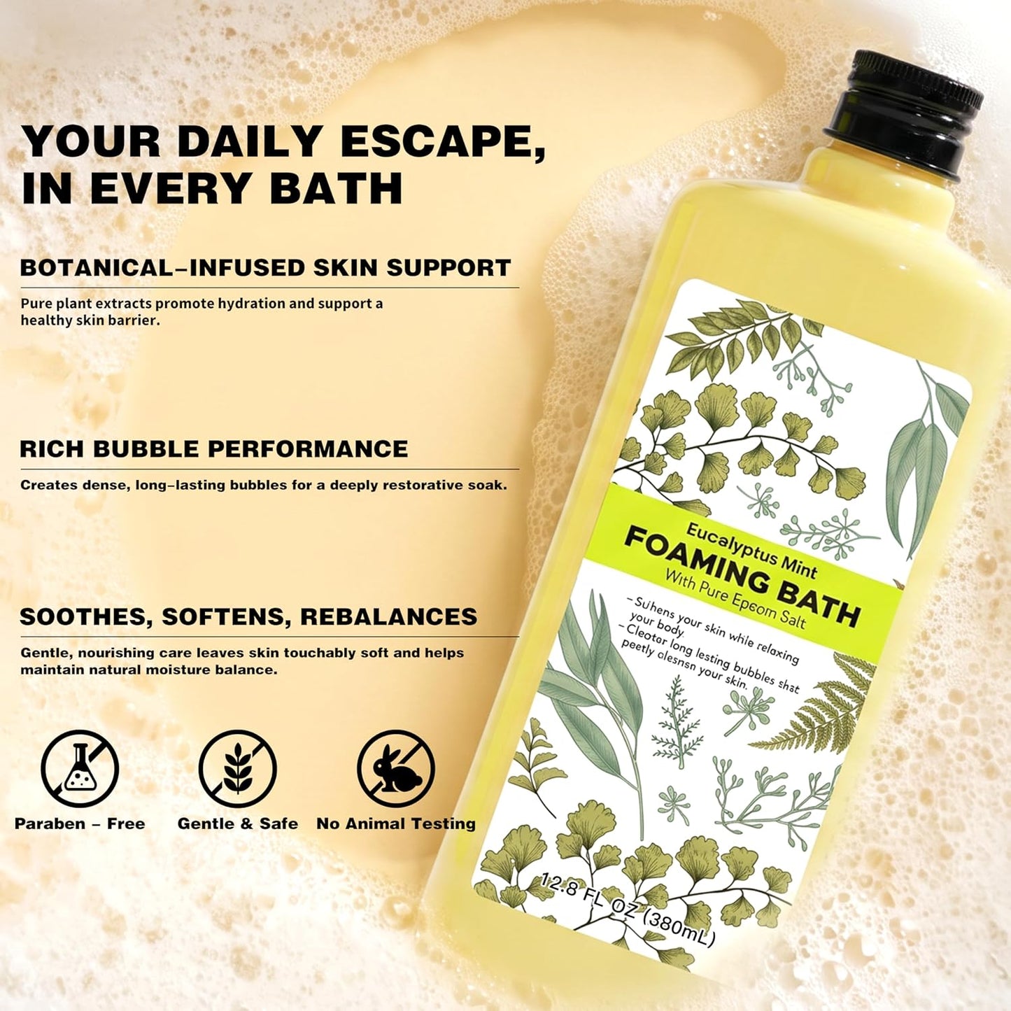 Serenity Sanctuary Bubble Bath for Women, Scented Gift Set for Adults, 51.2 fl oz (Pack of 4), with Shower Gel, Ladies Foaming Bath Variety, Mother's Day Gift for Mom, Christmas Gifts for Wife