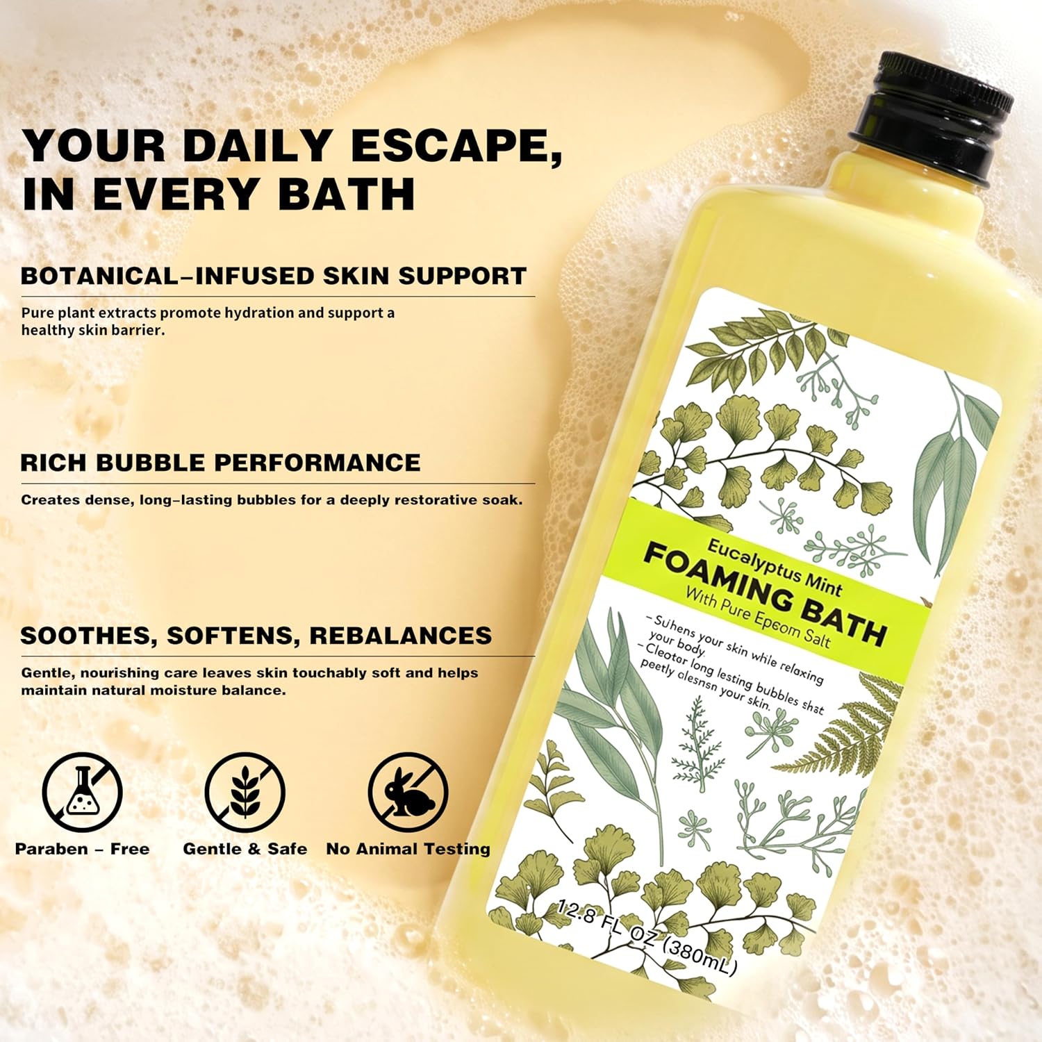 Serenity Sanctuary Bubble Bath for Women, Scented Gift Set for Adults, 51.2 fl oz (Pack of 4), with Shower Gel, Ladies Foaming Bath Variety, Mother's Day Gift for Mom, Christmas Gifts for Wife