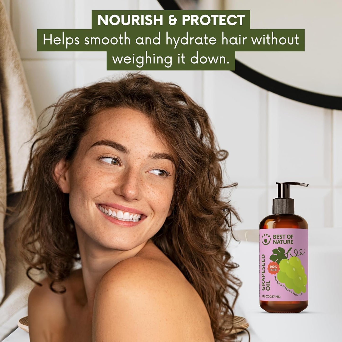 Best of Nature 100% Pure Grapeseed Oil - Unscented, Lightweight, Non-Greasy Moisturizer for Hair, Skin, Face & Aromatherapy, Carrier Oil for Essential Oils, Half Gallon (64 fl oz)