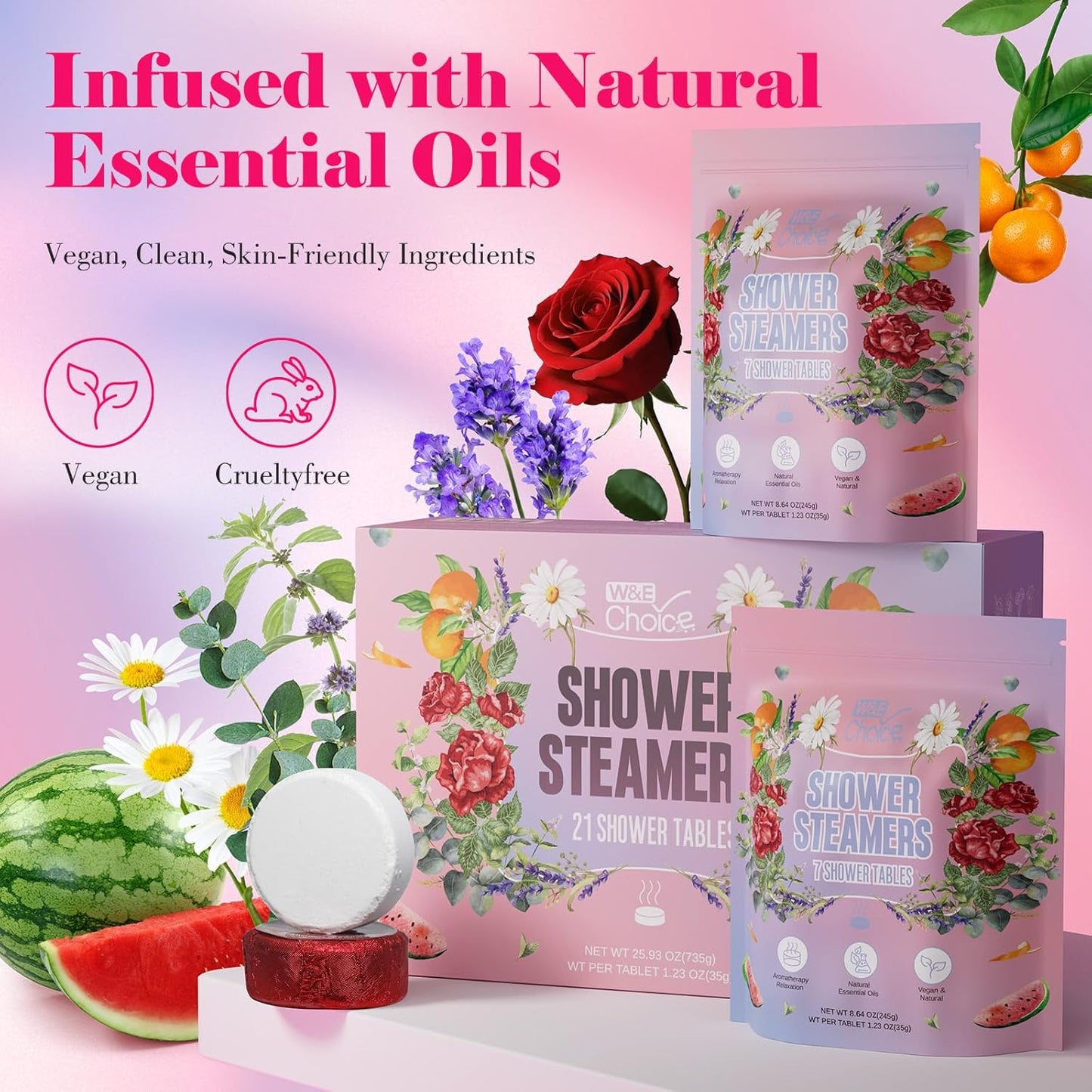 W&E Choice Shower Steamers Aromatherapy- Shower Bombs with Natural Essential Oils for Daily Relaxation & Stress Relief, Birthday/Christmas Gifts for Women, Mom, Wife