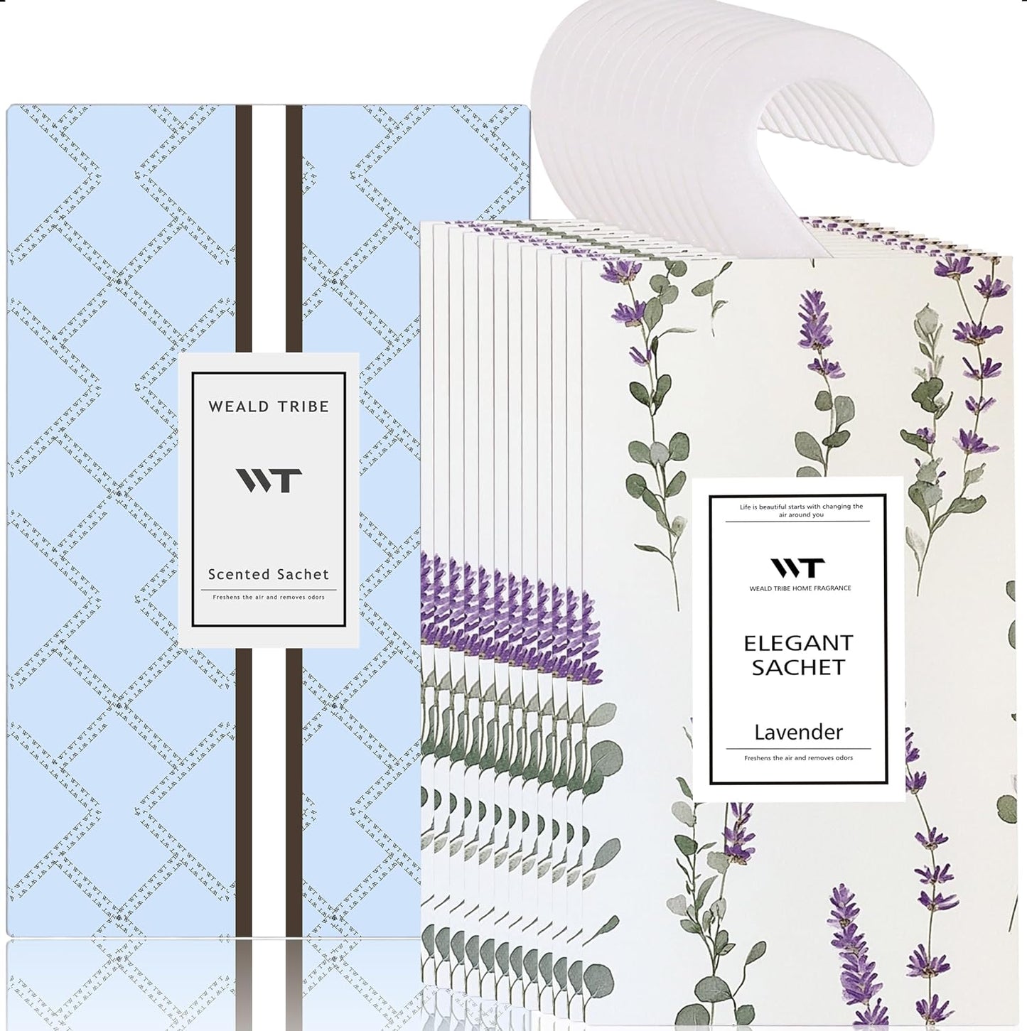 WEALD TRIBE 12 Packs Large-Bag Lavender Scented Sachets for Closet and Drawer Deodorizer Home Fragrance | Air Freshener Long Lasting Large Sachets Bags Hanging