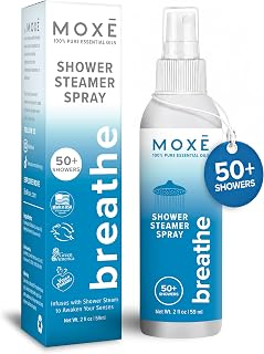MOXĒ Shower Steamer Spray Breathe Essential Oil Shower Spray – Relaxing Aromatherapy Mist for Home Spa Experience – Pure Plant Based Fragrance for Daily Routine – 1 Pack, 2oz