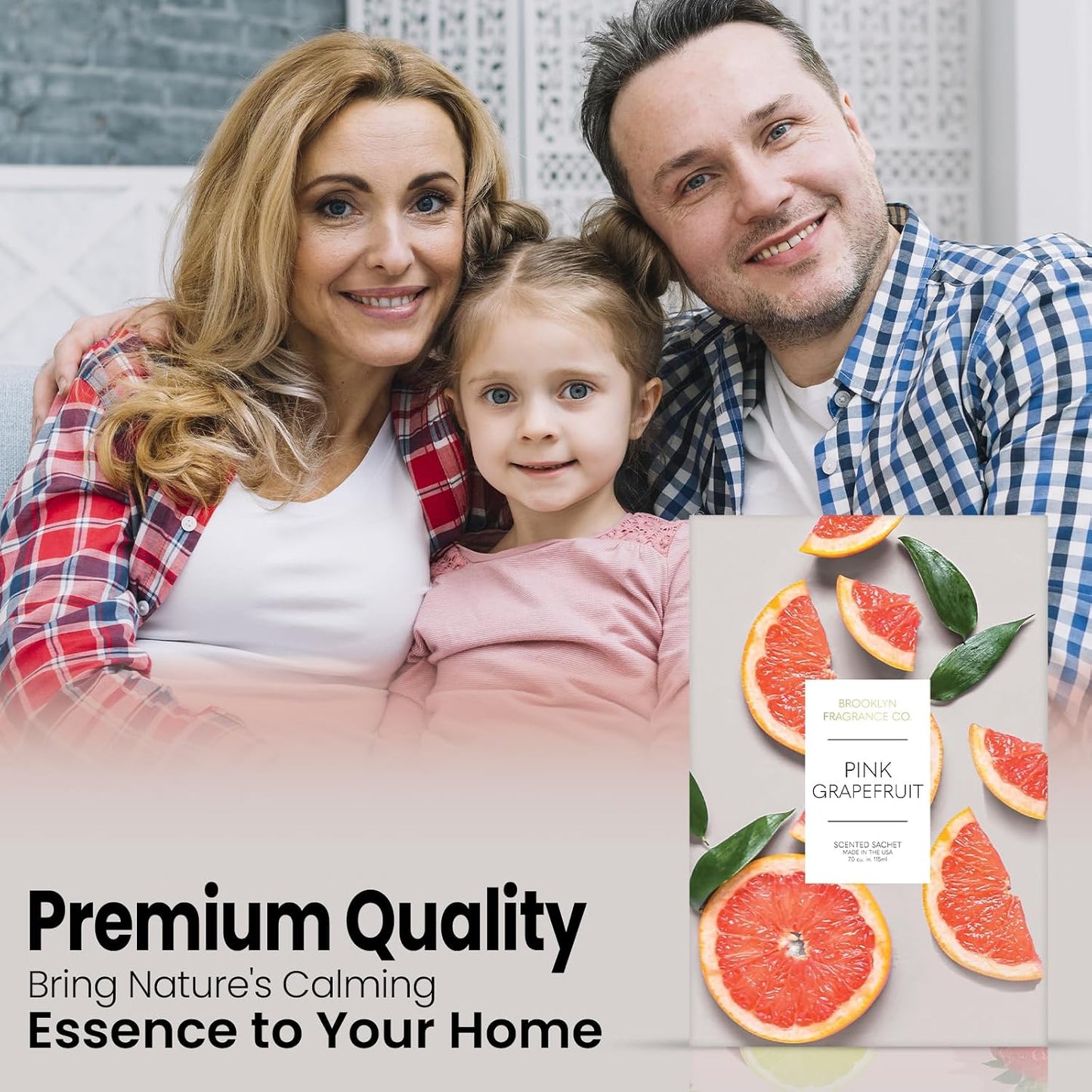 Brooklyn Fragrance Co. Fruits Sachet Bags – Pink Grapefruit Scented Pouches – Perfect Aroma for Drawers, Closets, Cars and Bathrooms – Long-Lasting Fresh Scent Sachets (6- Pack)
