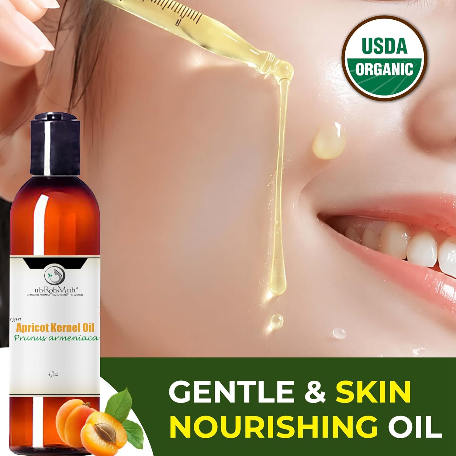 Apricot Kernel Organic Carrier Oil - Cold Pressed Prunus Armeniaca Oil Lightweight Natural Moisturizing Oil for Face Body Hair Care Massage Aromatherapy DIY Soap and Cosmetic Use - 4 Fl Oz - Turkey
