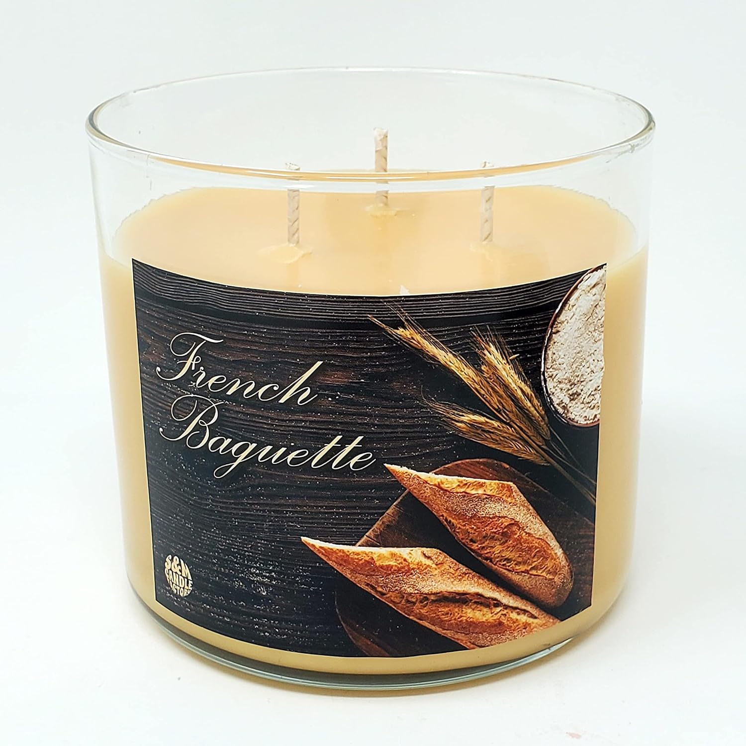 French Baguette Candle Large 3 Wick Soy Wax Candle ~ Up to 80 Hour Burn Time ~ Warm Buttered Bread Scented Candle ~ Made in USA (French Baguette)