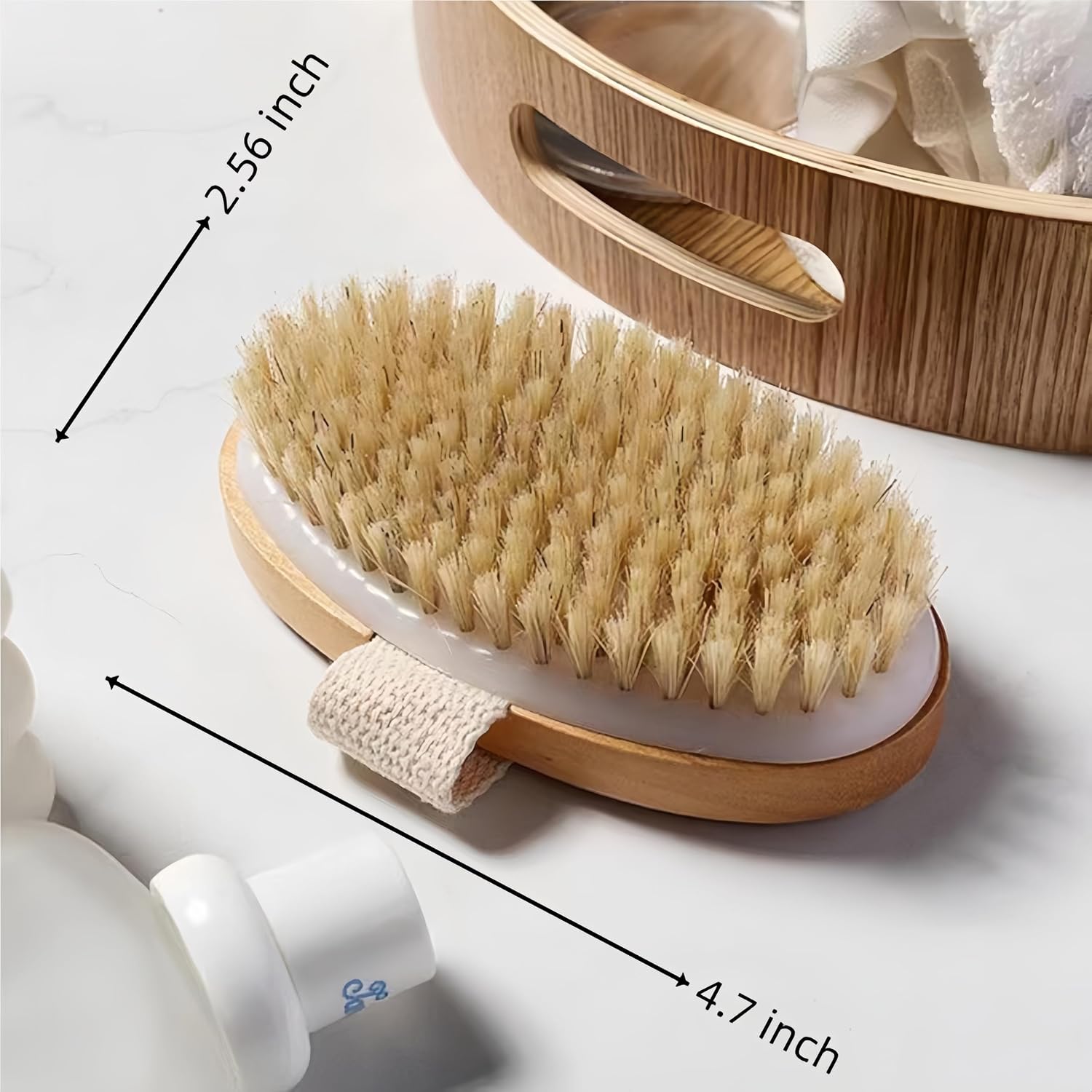 2 Pcs Dry Brushing Body Brush,Natural Bristle Exfoliating Body Scrubbers for Dead Skin,Cellulite,Lymphatic Drainage and Improve Blood Circulation