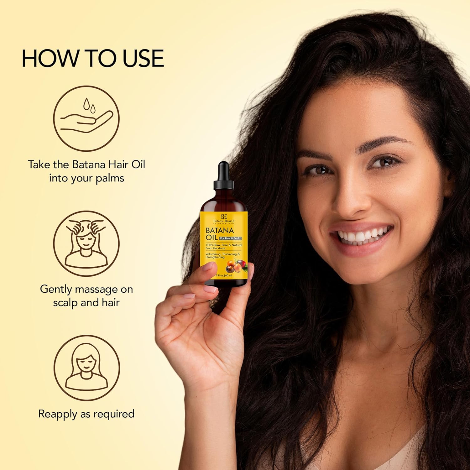 Botanic Hearth Batana Oil for Hair Growth & Hair Treatment Oils 2 Fl Oz | Dr Sebi Inspired, 100% Raw & Pure Batana Oil | Scalp & Hair Treatment for Thickness & Strength | All Hair Types