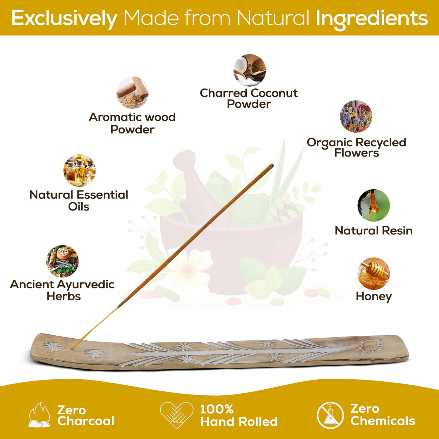 Satya Spiritual Healing Incense Sticks, Satya Bng (Bangalore) Insenses 15gmx3 Pack with Raajsee Incense Holder Bundle, Satya Nagchampa Natural Incense