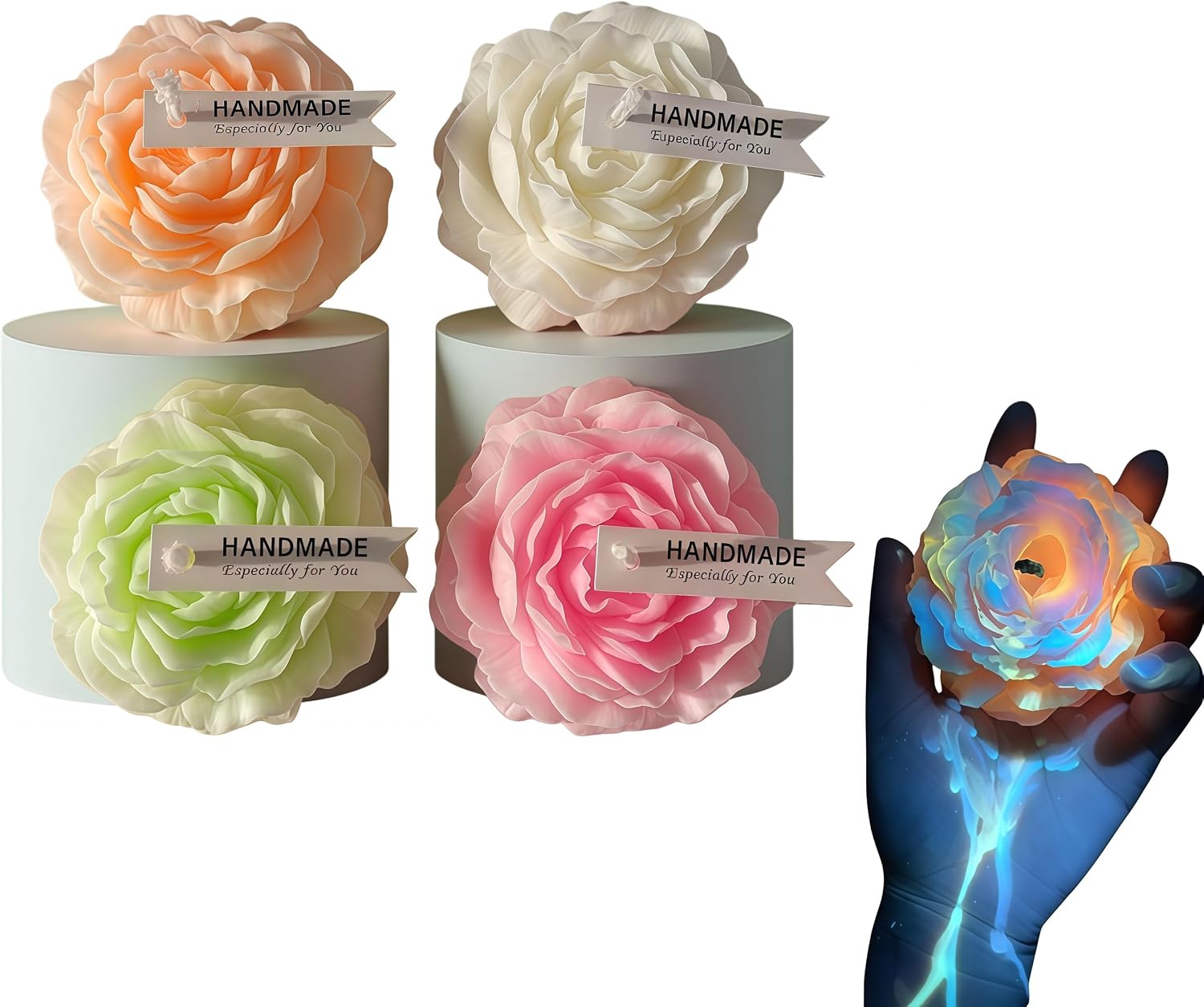 4 Pcs Low Temperature Candles for Wax Play Low Heat Body Safe Drip Candles Set, Flower Shaped Scented for Couples