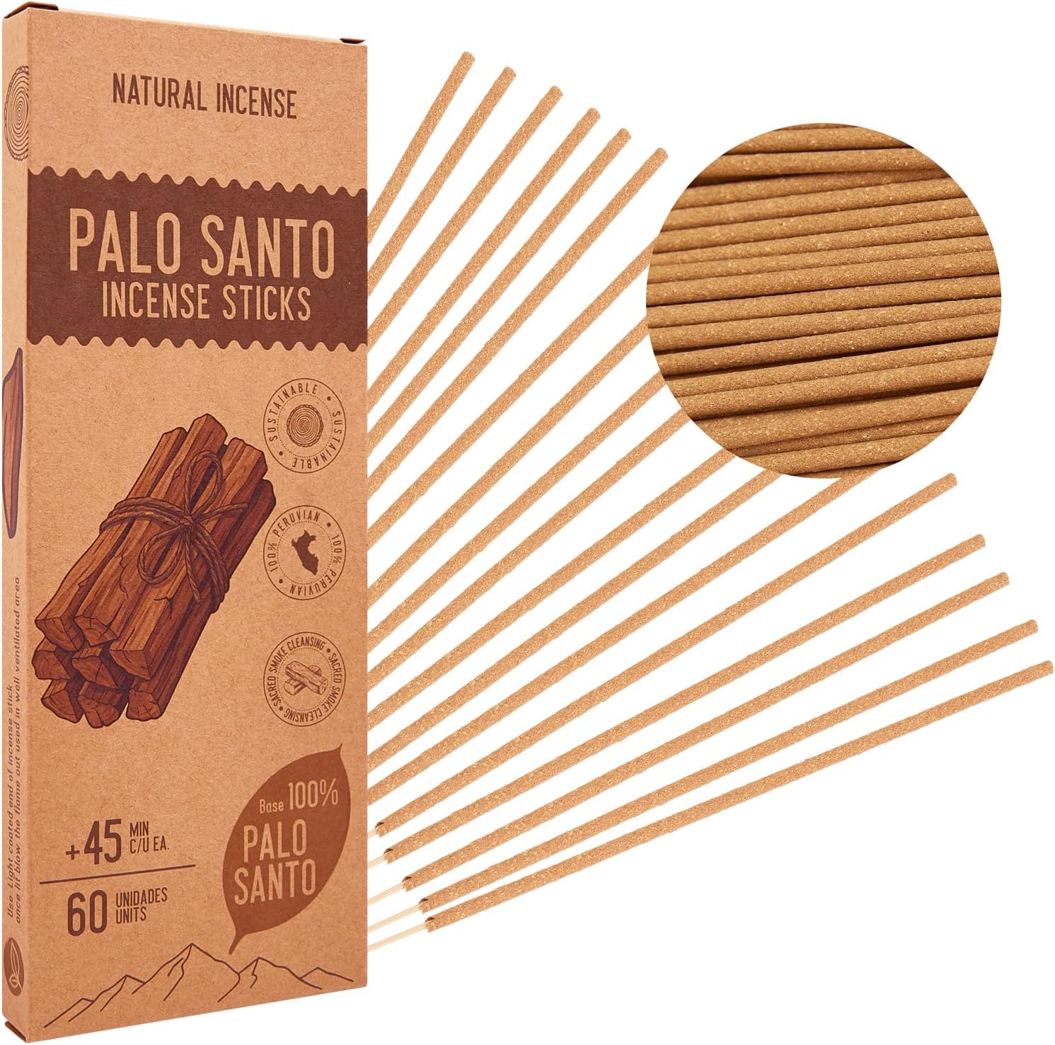 Palo Santo Incense Sticks - Total 60 Insence-Sticks - Natural Scent for Meditation & Space Cleansing