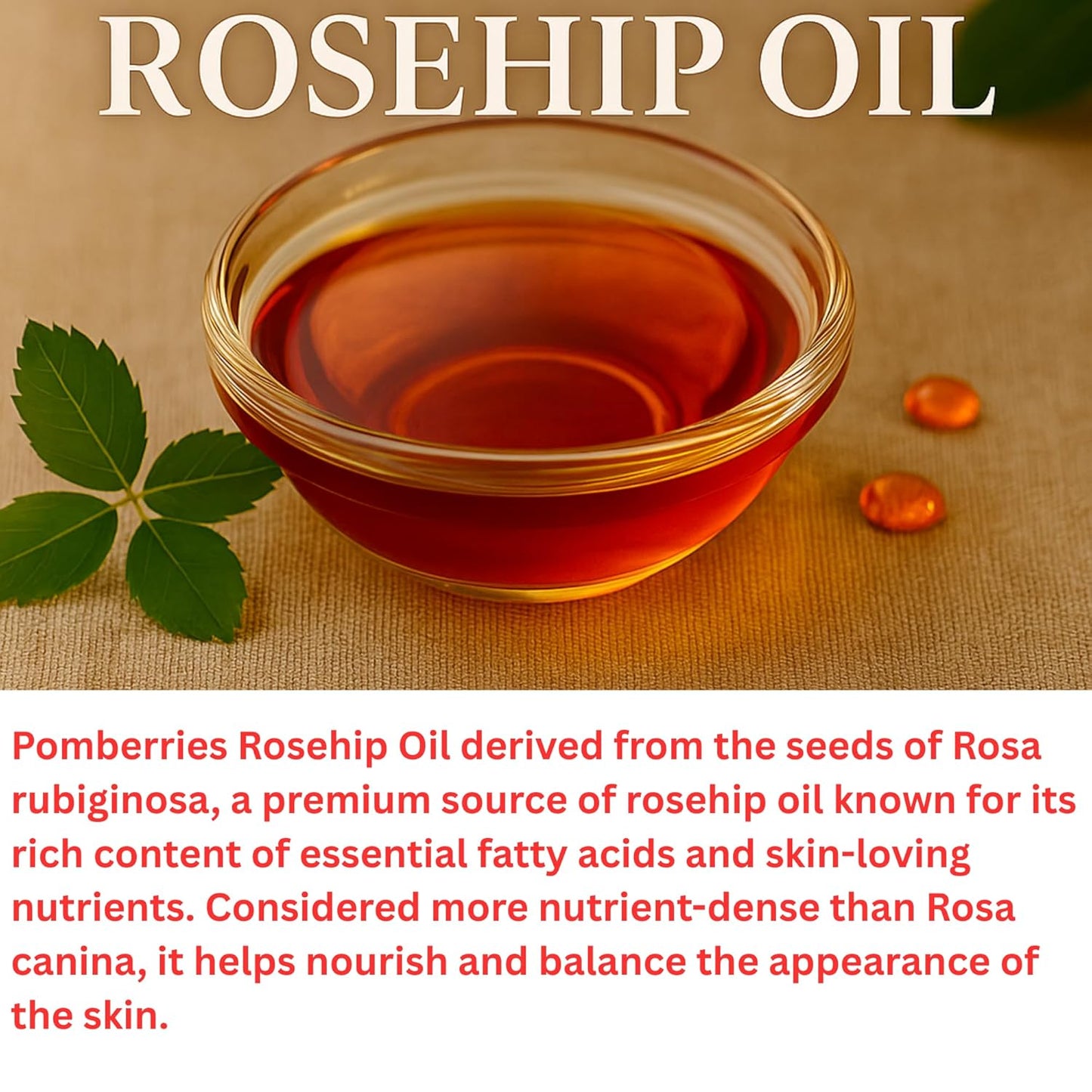Rosehip Oil – USDA Organic 100% Pure, Cold-Pressed & Unrefined, Rosehip Oil for Face, Skin & Hair– Helps Reduce the Appearance of Fine Lines & Wrinkles – Rose Hip Seed Oil16 fl oz Glass Bottle