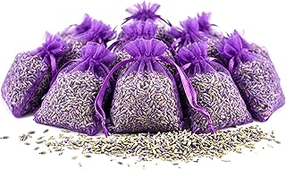 OLILLY - Premium Lavender Sachets from Provence France – 12 Natural Dried Lavender Bags – Luxury Linen & Closet Freshener – Long Lasting Lavender Fragrance – Elegant Organza Sachets