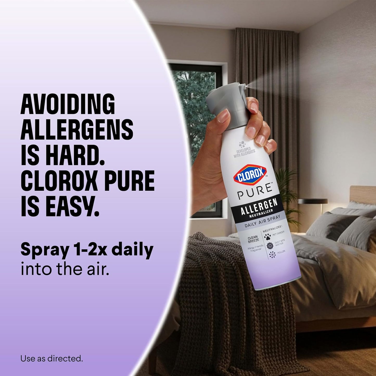 Clorox PURE Allergen Neutralizer Daily Air Spray, Nighttime Calm, 8 Ounces