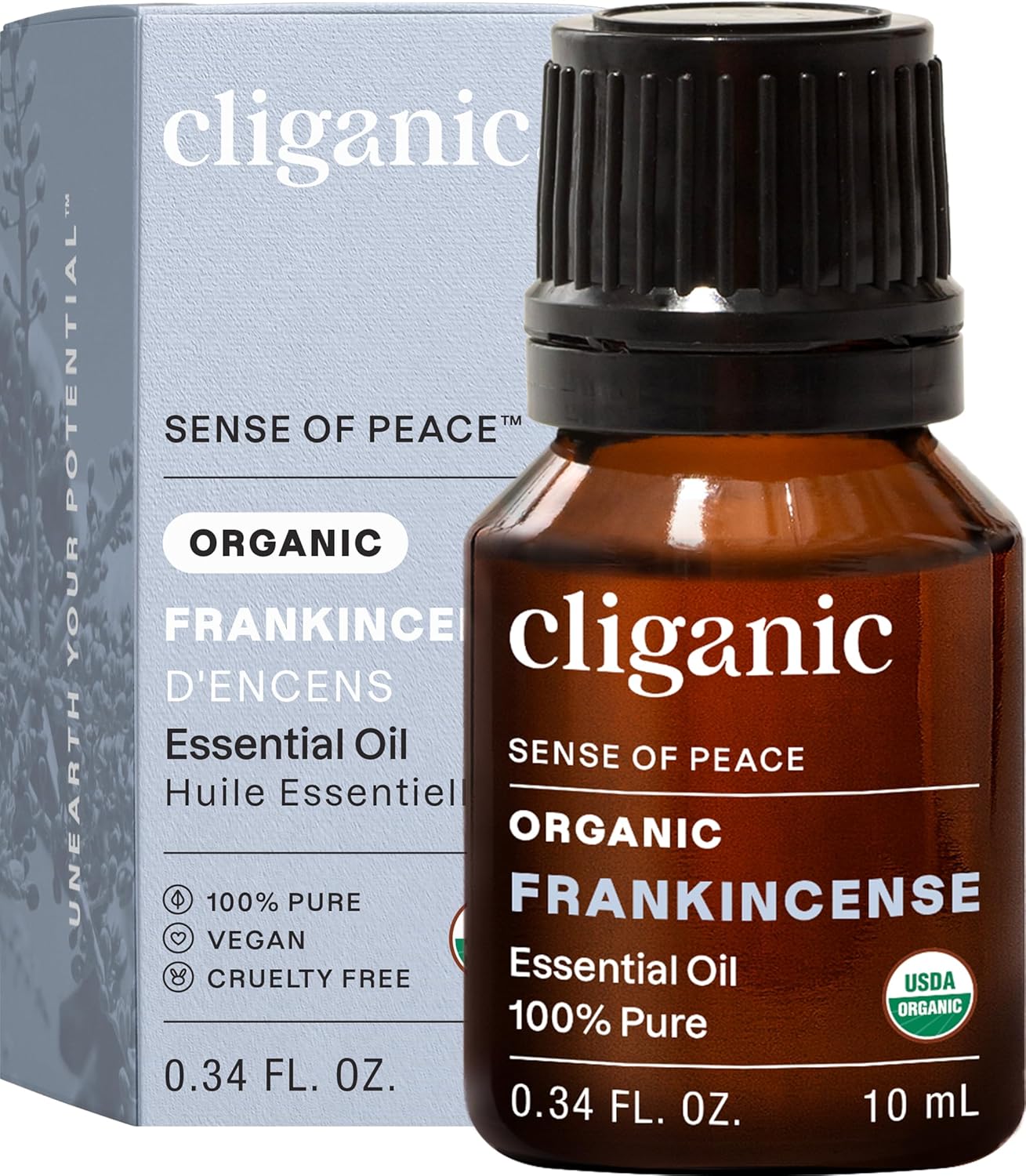 Cliganic Organic Frankincense Essential Oil - Boswellia Serrata, 100% Pure Natural Undiluted, for Aromatherapy | Non-GMO Verified