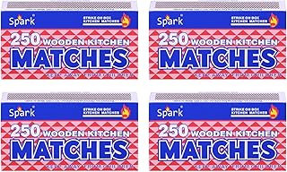 Safety Matches 4 Pack (1000 Count) – Large Strike-on-Box Matches for Kitchen, Camping, Fireplace, Candles – Bulk Matchsticks