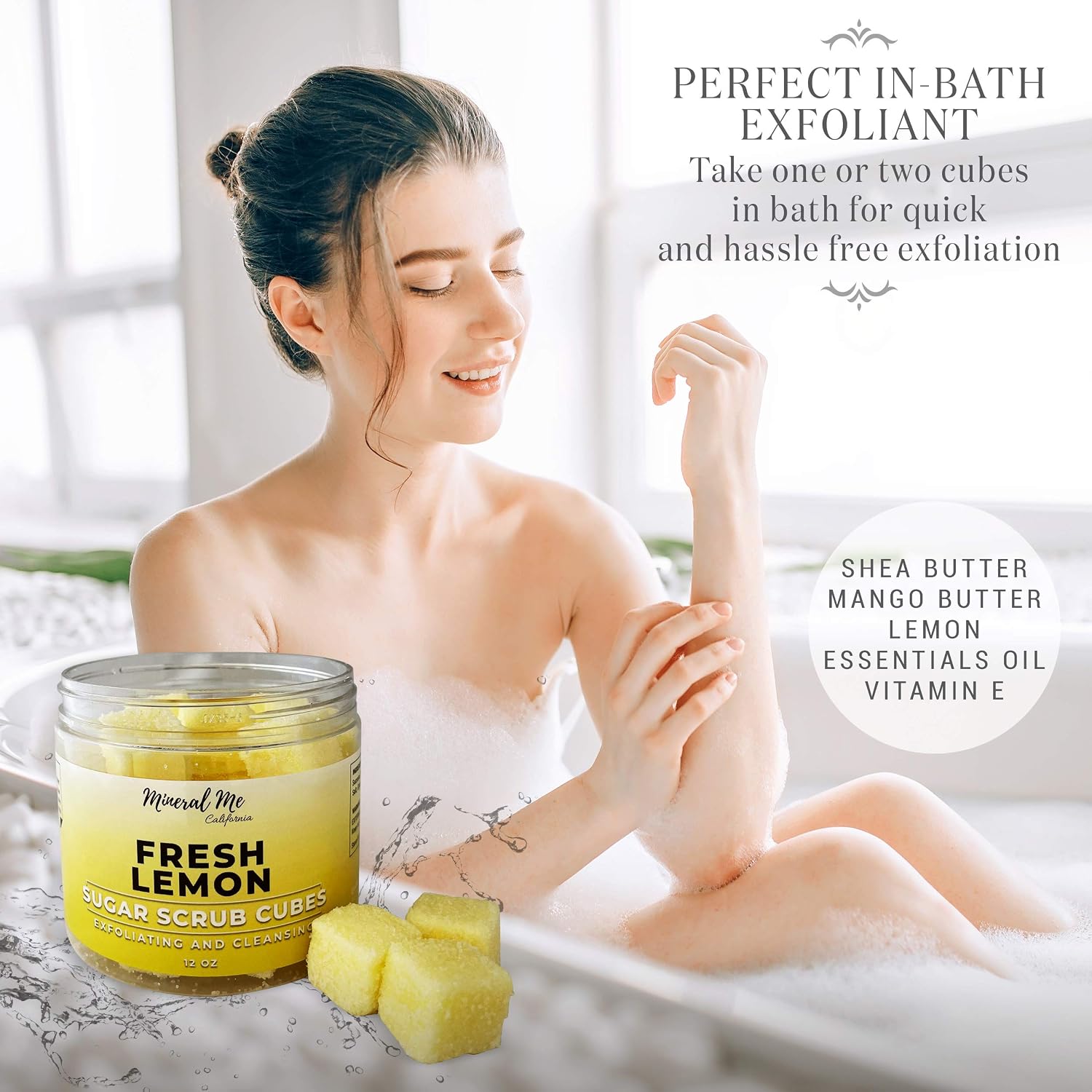 Shower Bombs Aromatherapy - Shower Steamers Vapor Tablets with Natural Essential Oils. Spa Shower, Body Scrub Exfoliator - 12oz Fresh Lemon Sugar Scrub Cubes w/Mango Butter & Shea Butter