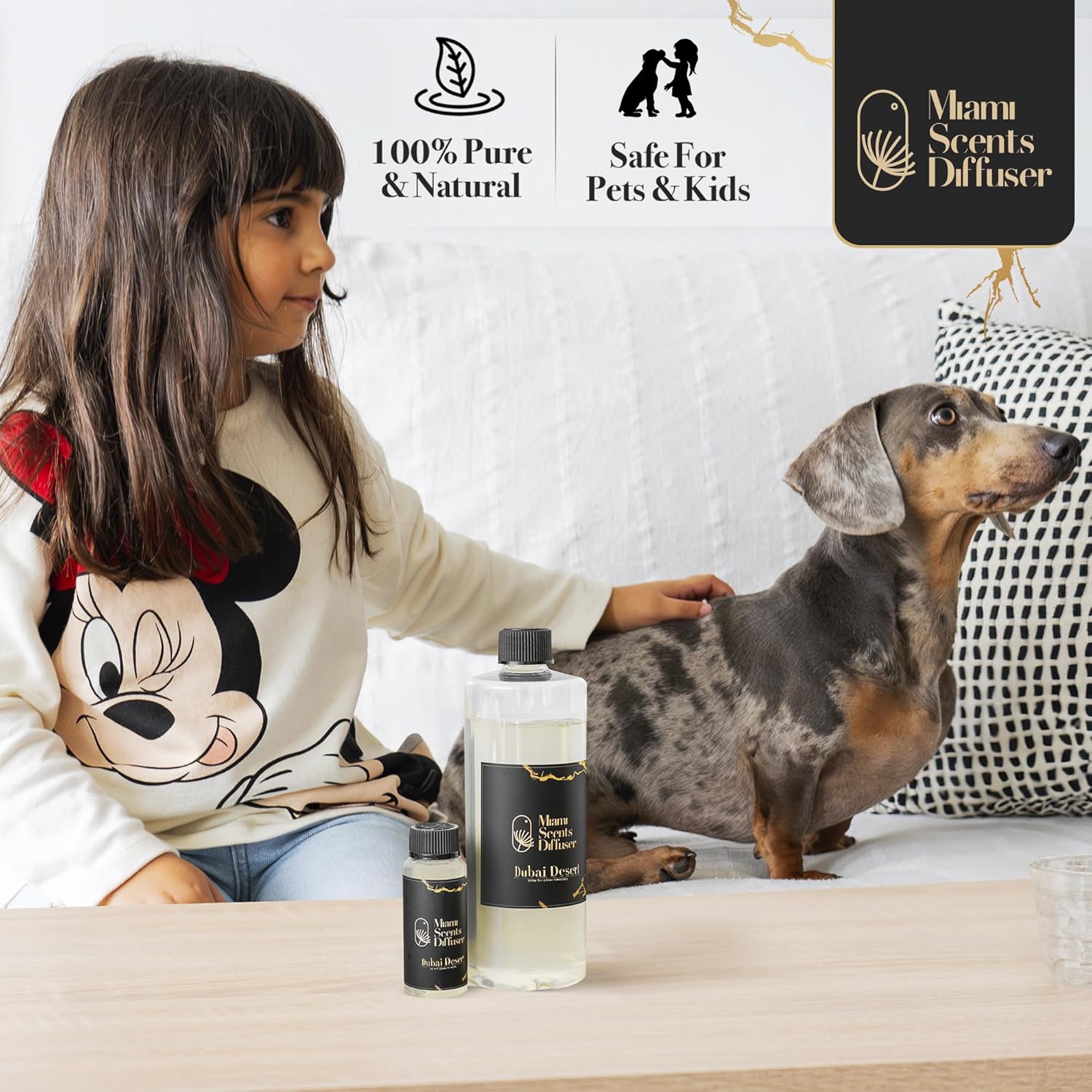 Dubai Desire Essential Oil Refill Luxury Hotel Inspired - Long Lasting Aroma for Home & Office Diffuser - 120 ml Fresh Blend of White Tea, Lily and Aloe Vera, Scent for Office Wellness Aromatherapy.