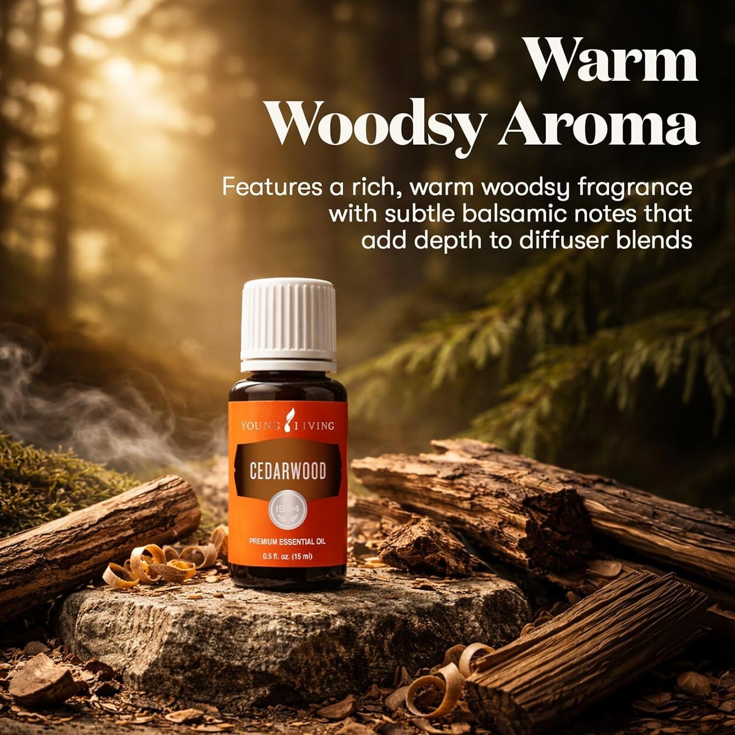 Young Living Cedarwood Essential Oil | 15 ml | Warm Woodsy Aroma for Diffusers, Massage & Aromatherapy | Atlas Cedarwood Oil | Seed to Seal Quality Botanical Oil