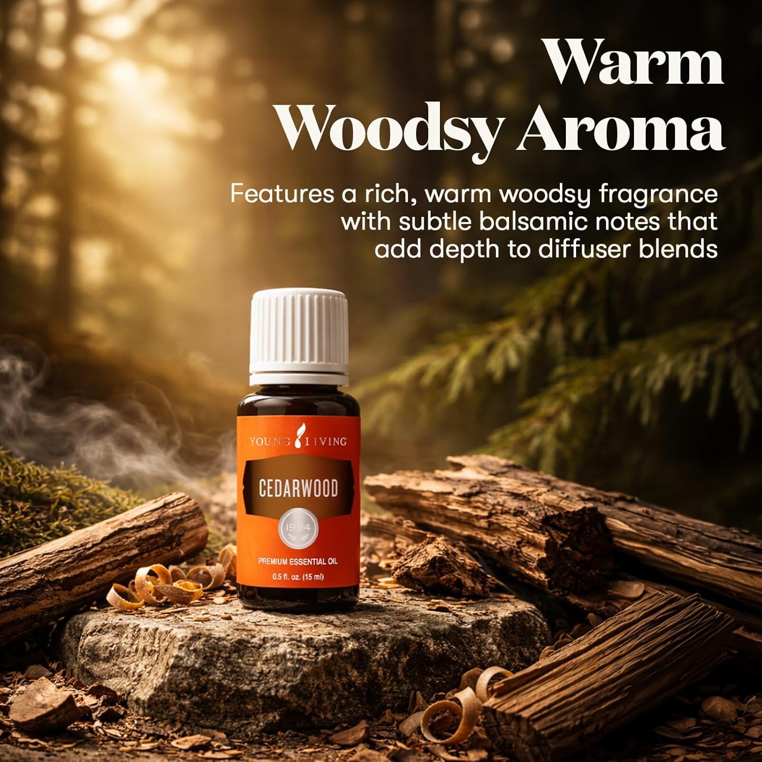 Young Living Cedarwood Essential Oil | 15 ml | Warm Woodsy Aroma for Diffusers, Massage & Aromatherapy | Atlas Cedarwood Oil | Seed to Seal Quality Botanical Oil