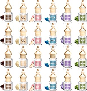 AROIC 24 Pack Car Air Freshener Diffuser, Long Lasting Hanging Fragrance Fresheners Set, Essential Oil Diffuser Scents Accessories, Cute Car Interior for Women & Men