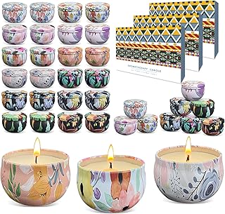 36 Packs Scented Candles Gift Set, Fragrances Candle for Women, 2.5 OZ Portable Jar Candle for for Spa, Yoga, Bath, Aromatherapy, Stress Relief, Floral Pattern