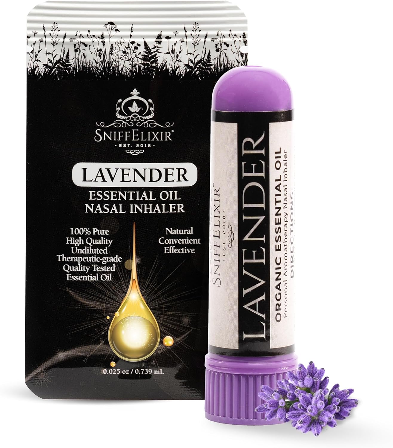 Lavender Essential Oil Aromatherapy Nasal Stick Vapor Inhaler for Sleep Aid, Meditation, Relaxation - USA Made with Organic Essential Oils, Natural Mood Support
