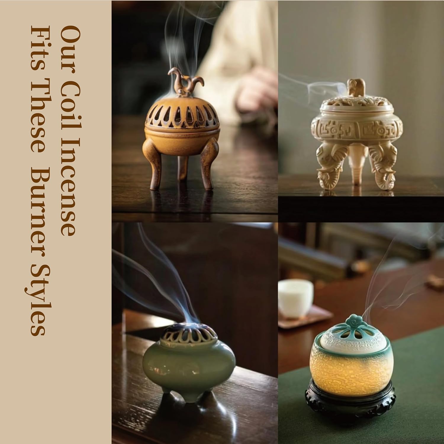 Premium Coil Incense, 24 Dual-Coils, 2-Hour Burn per Coil - Natural Sandalwood for Meditation, Reading, Focus Enhancement & Serene Spiritual Ambiance, 50g