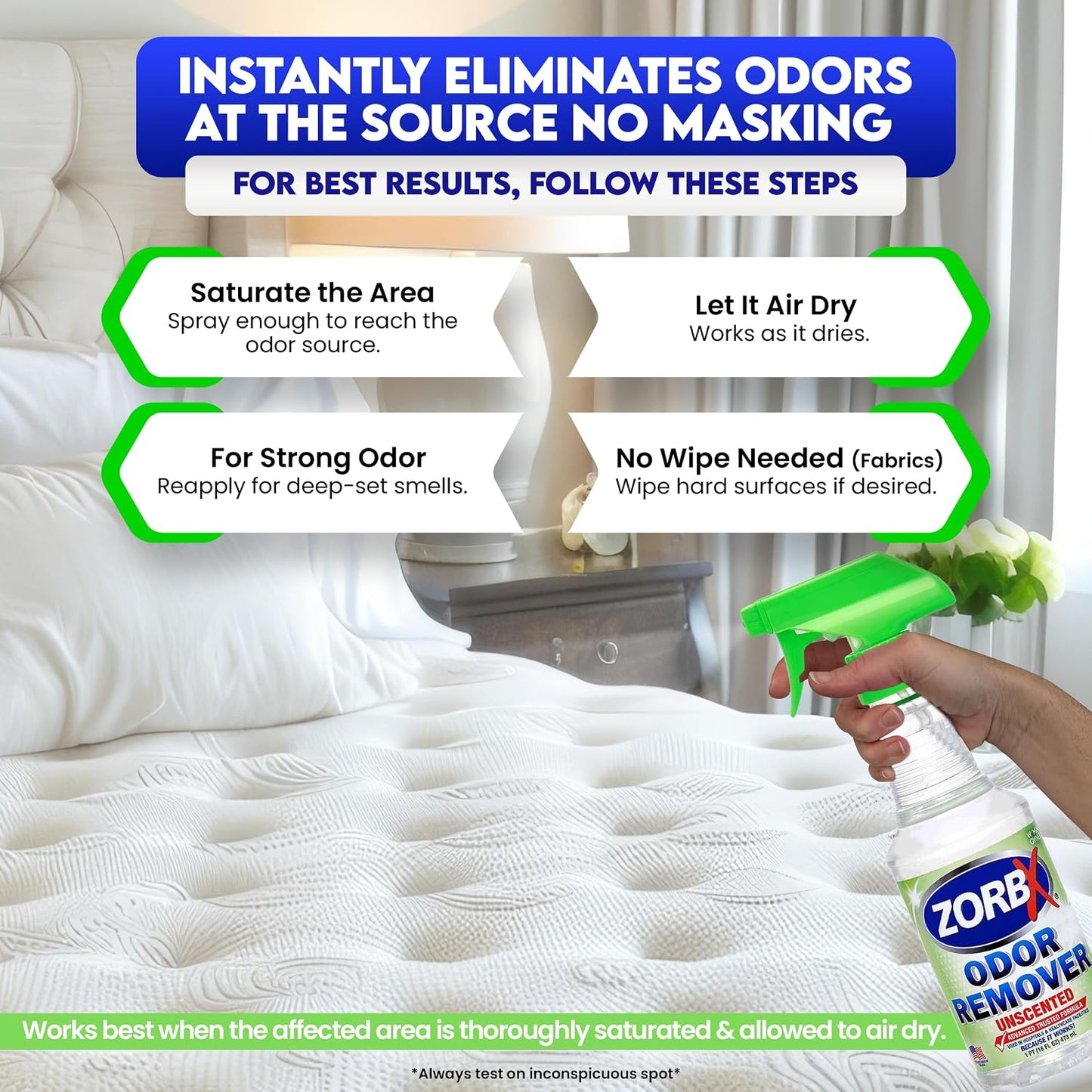 ZORBX Unscented Odor Eliminator for Strong Odor 16 Fl Oz - Used in Hospitals & Healthcare Facilities - Advanced Trusted Formula, Fast-Acting Odor Remover Spray for Dog, Cat, House & Carpet
