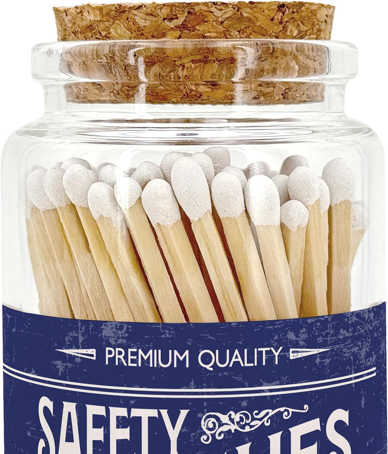 Old Fashion Wooden Matches in a Jar with Striker | Decorative Matches for Candles | Long Matches for Candles in Apothecary Glass Jar | Approx. 80 Safety Matches for Home Decor & Bathroom