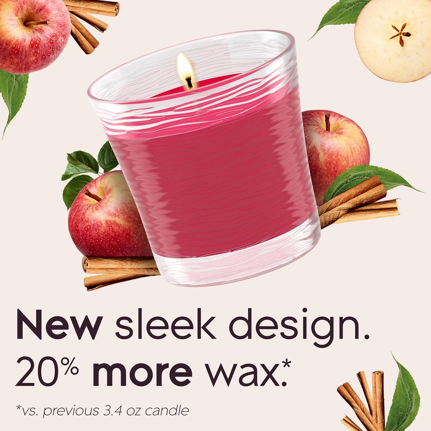 Glade 1-Wick Scented Candle Jar, Apple Cinnamon, Air Freshener Infused with Essential Oils, 4.08 Oz