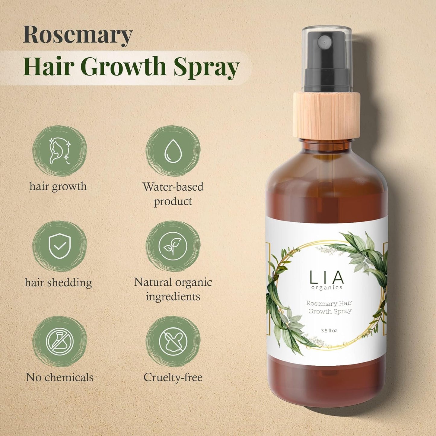 Lia Organics Rosemary Hair Growth Scalp Spray