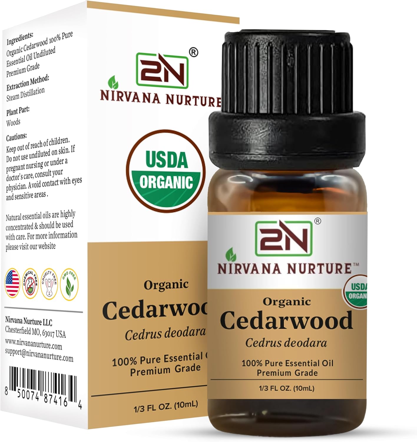 Cedarwood Essential Oil, USDA Certified Organic, 100% Pure Undiluted, Aromatherapy Oil for Diffuser, Hair & Skin Care