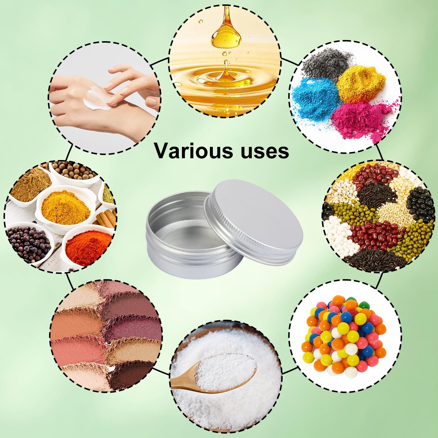 150 PCS 1 Ounce Aluminum Tins with Screw Tops, Round metal tin with Screw Lids, 1 oz Round Cans with Lid for Cosmetics, Lip Balm, Spices, and More(Silver)