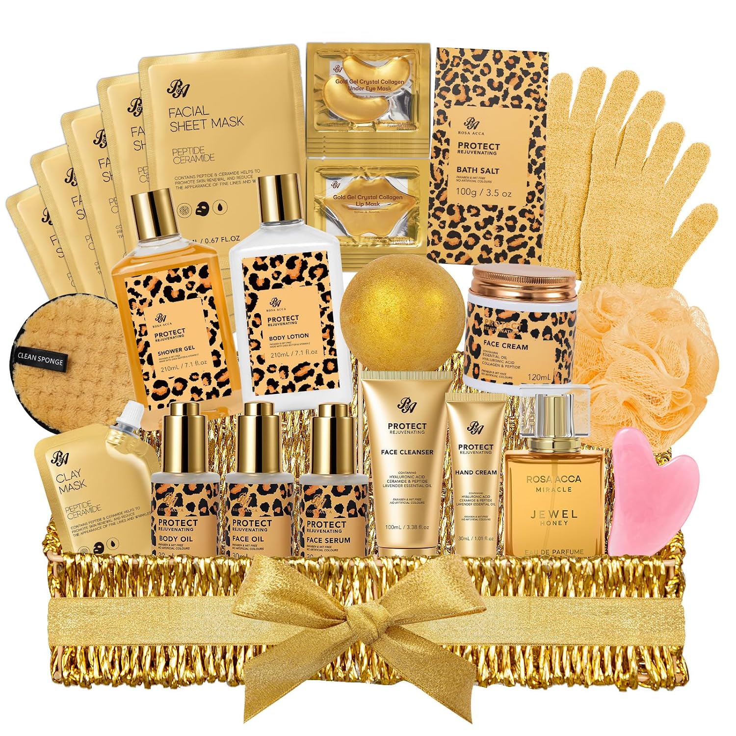 Gifts for Women, Gifts Basket for Women, 32 Pcs Honey & Almond Bath & Body Gift Basket, Hydrating Face Skin Care Gift Set, Self-Care Home Spa Basket Gift Set, Birthday, Christmas, Anniversary