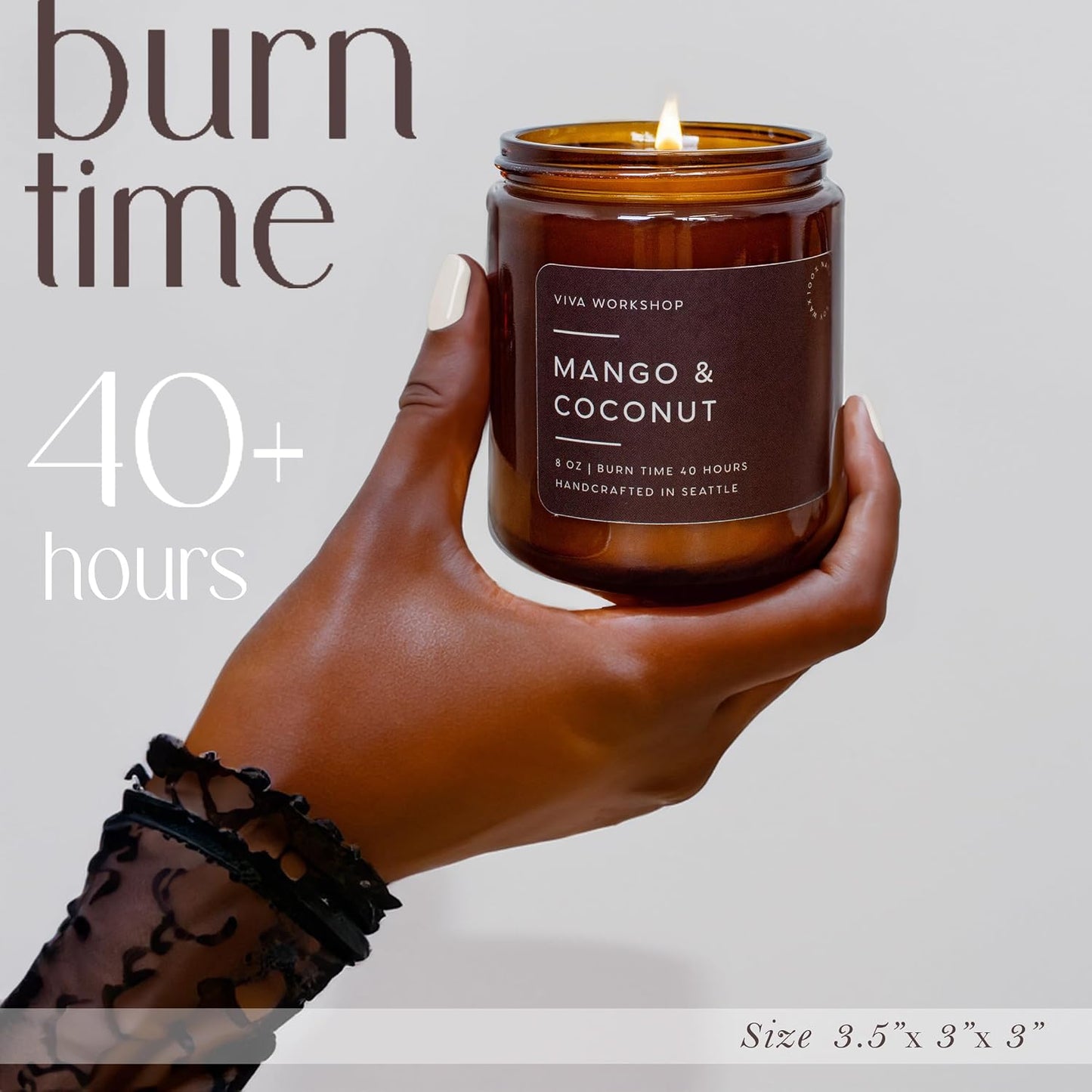 Mango & Coconut Natural Soy Wax Scented Candle – Crafted in USA, Seattle – Gift for Birthday, Meditation, Home, Spa – Aroma Candle for Relaxing – Aromatherapy Scented Candles for Women & Men