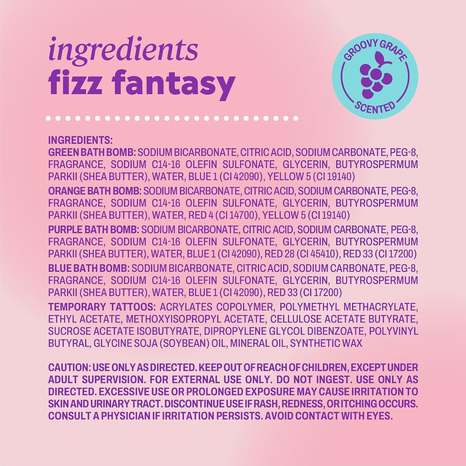 ONYX Professional Fizz Fantasy Bath Bomb for Kids, Groovy Grape Scented | Natural Kids Bath Bombs with Surprise Toy or Tattoo | Montessori & STEM Inspired Bath Play, 4 Count