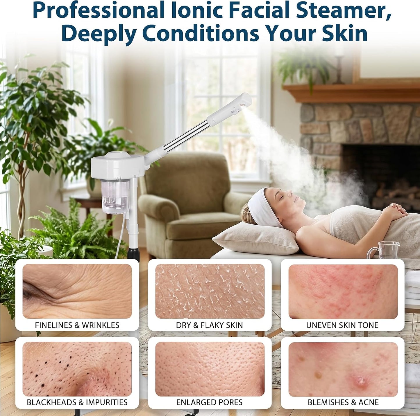 Nova Microdermabrasion Professional Facial Steamer On Wheels Ionic Ozone with Hot Mist Function Stand Facial Steamer for Personal Home Salon Spa Skin Cleaning #2