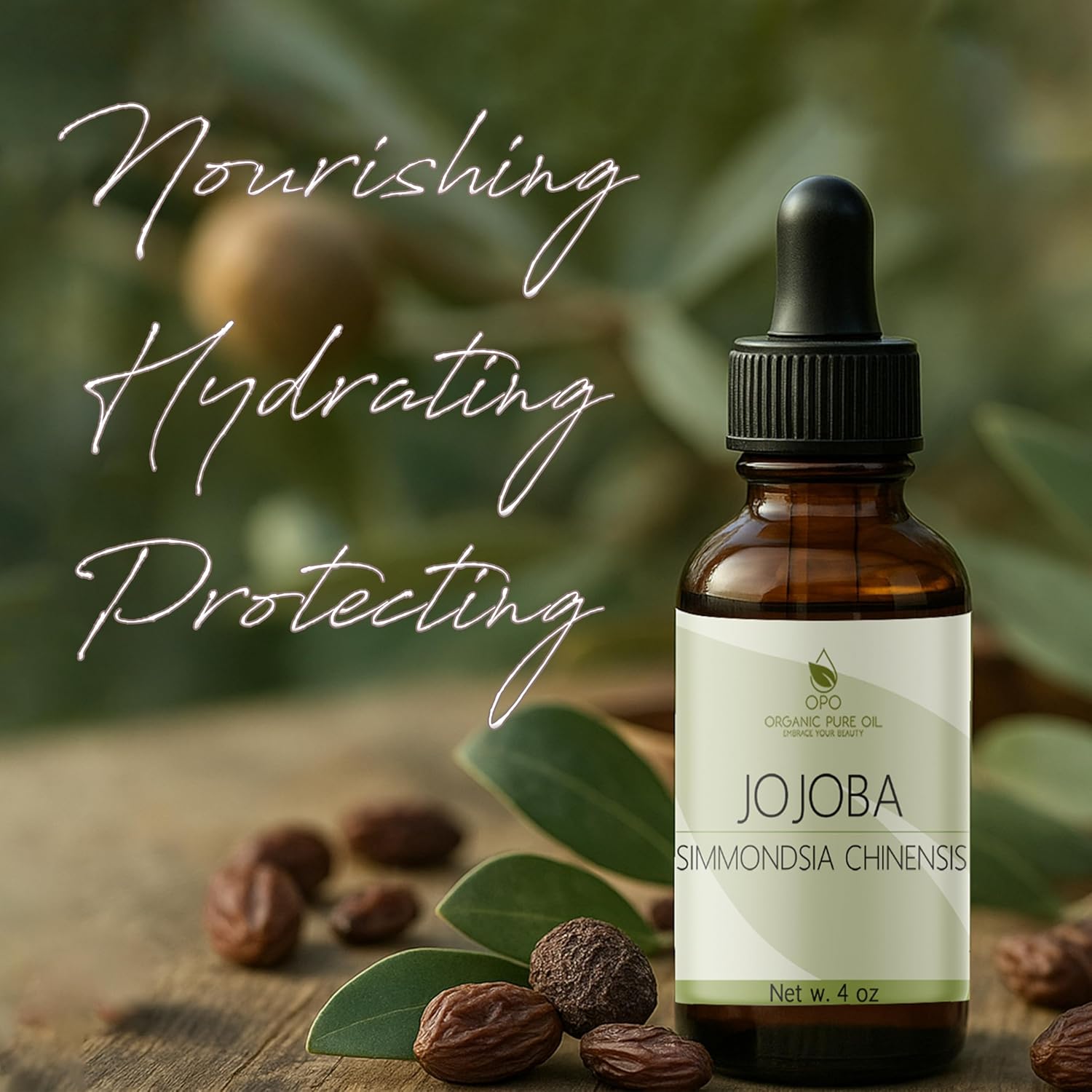 Jojoba Oil - Pure, Cold Pressed, Unrefined, Virgin Hydrating & Moisturizing Carrier Oil for Skin, Hair, Face, Facial Care, Body, Massage, Ear, Beard, Makeup Remover - 4 oz Glass & Dropper - OPO