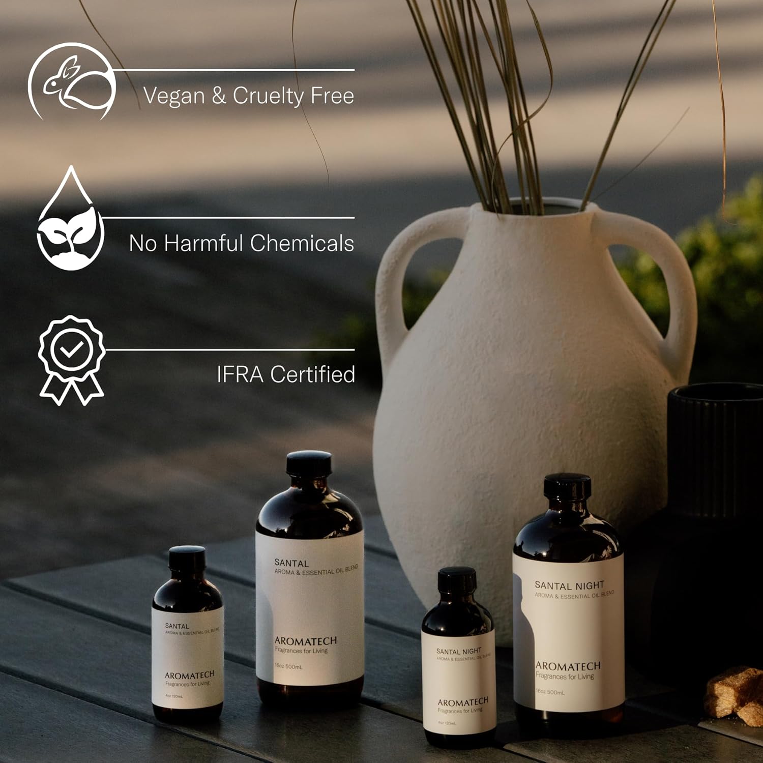 AromaTech Santal Aroma Essential Oil Blend: Luxury Hotel Inspired Aromatherapy with Amber, Vanilla, Cedar & Sandalwood for Ultrasonic Diffusers (4 Fl Oz (Pack of 1))