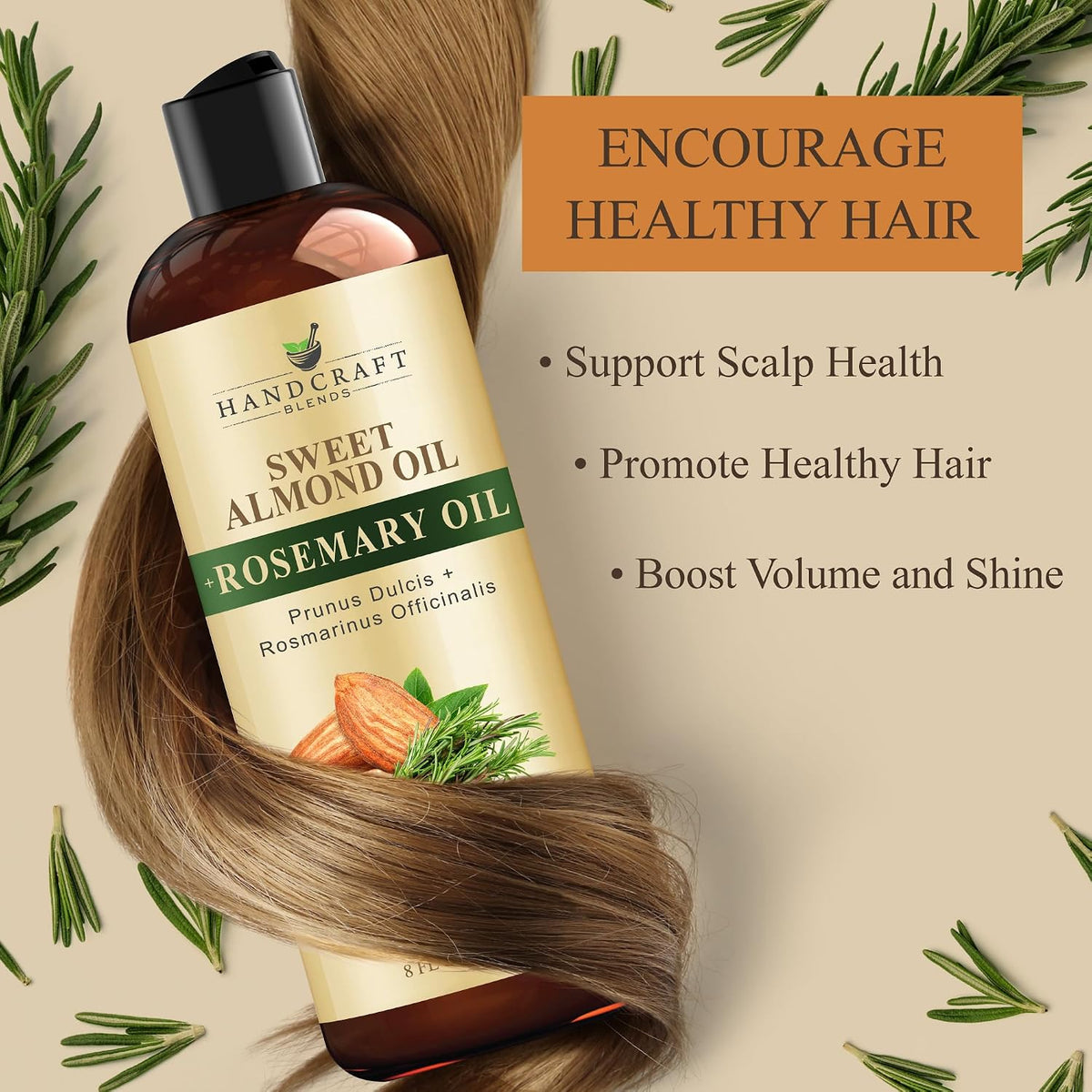 Handcraft Blends Sweet Almond Oil with Rosemary Oil - 8 Fl Oz