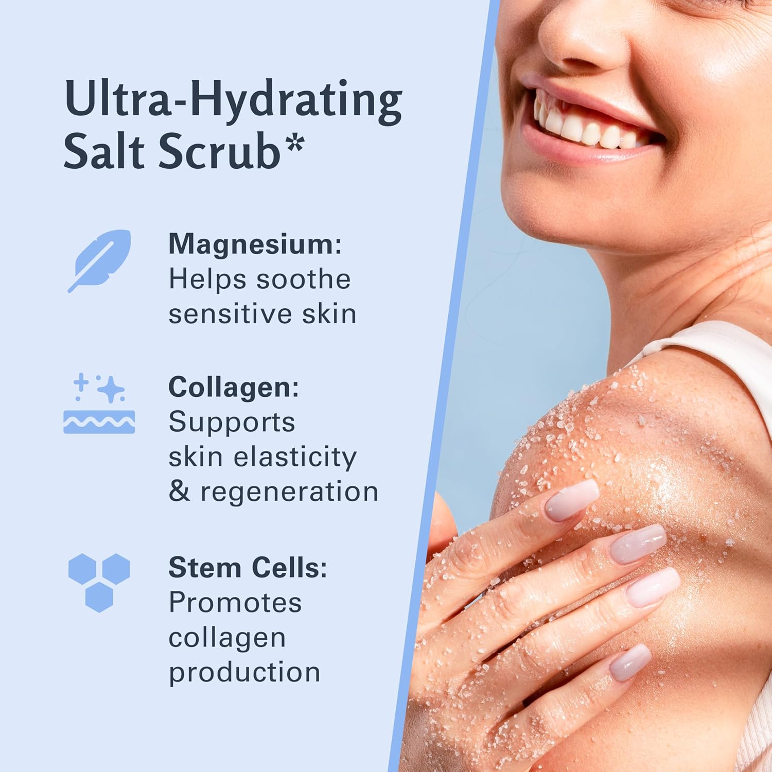 Magnesium Body Scrub for Sore Muscles, Exfoliation & Relaxation | Calming & Moisturizing Mineral-Rich Dead Sea Salt with Collagen, Stem Cell & Shea Butter, for Body, Hands & Feet, 16oz by M3