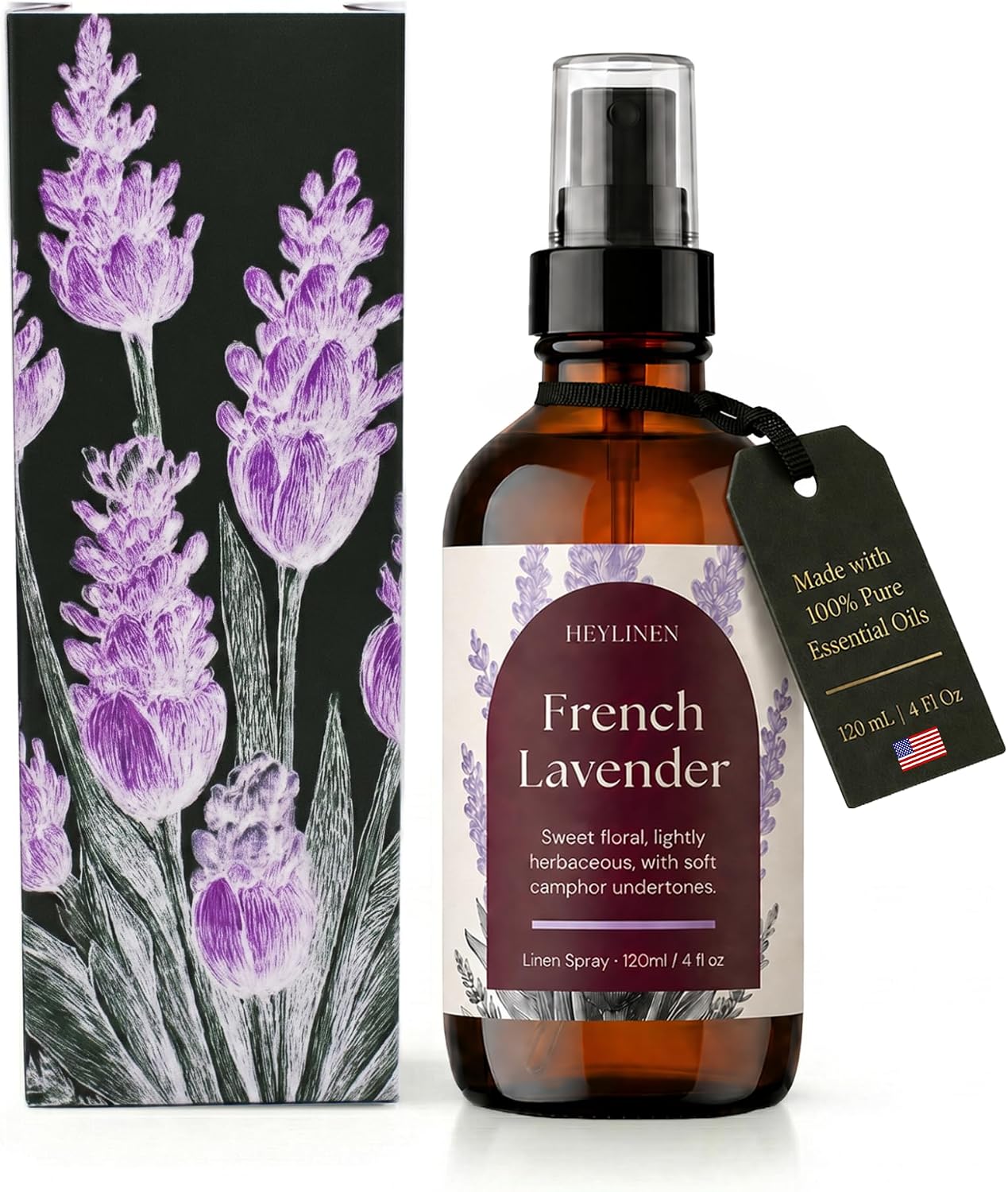 French Lavender Linen Spray | Sleep Aromatherapy Made with Lavender Essential Oil | Fabric Freshener for Beddings Pillows Towels and Bedroom | 4 fl oz