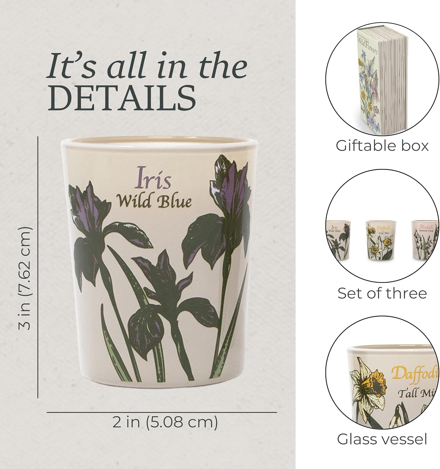 Steel Mill & Co 3-Pack Scented Votive Candles, Small Candles in Decorative Jars, Assorted 2.5 oz Soy Wax Candles with Single Wick (Wildflowers)