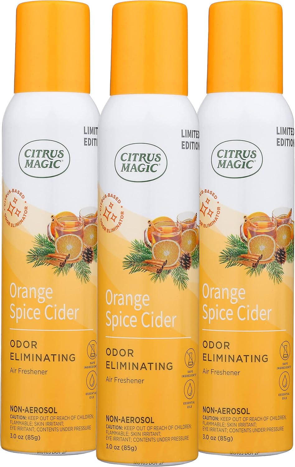 Citrus Magic Limited Edition Natural Odor Eliminating Air Freshener Spray, Orange Spice Cider, 3-Ounce, Pack of 3