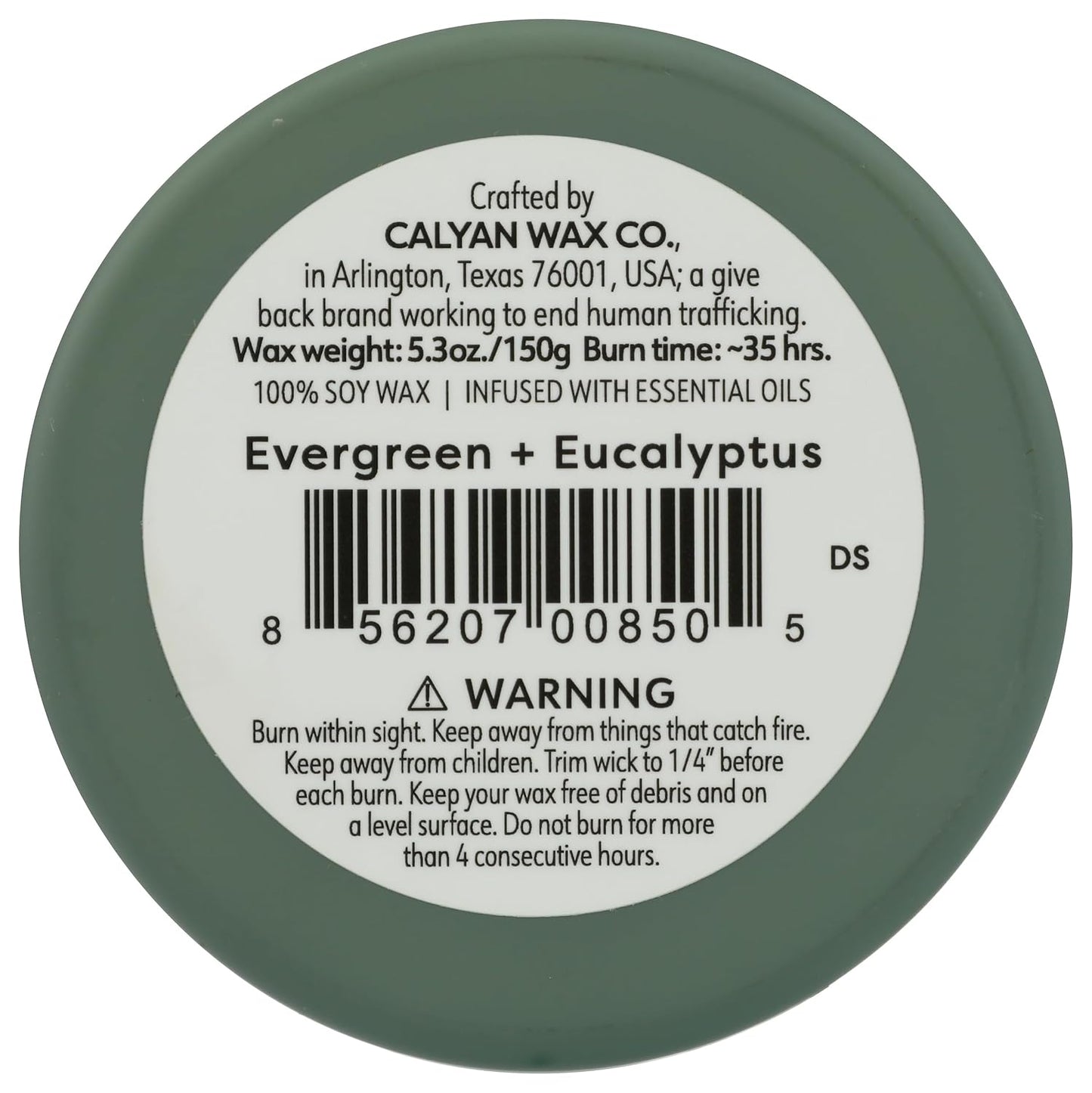 Calyan Wax Co. Dignity Series Evergreen & Eucalyptus Scented Candle - 35 Hour Burn - Luxury Clean Soy Wax Candles - Long Lasting Green Glass Jar Candle for Home - 5.3oz