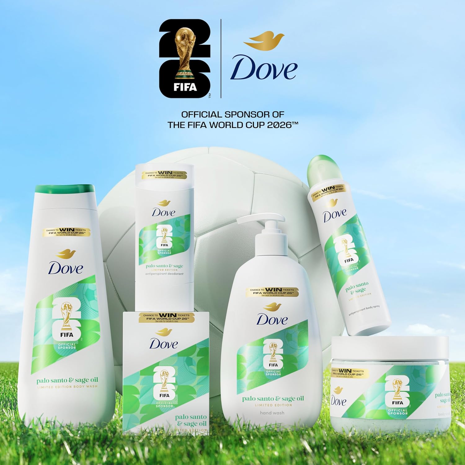 Dove Palo Santo & Sage Antiperspirant Stick – 72H Sweat & Odor Protection, Pro‑Ceramide Technology, Alcohol‑Free, FIFA Limited Edition Design, 2.6 oz
